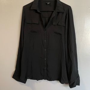 Long sleeve black button down